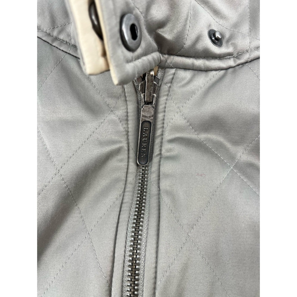 Ralph Lauren Vest Womens Medium Cream Grey Quilted‎ Reversible Outdoors Polo - Picture 4 of 10
